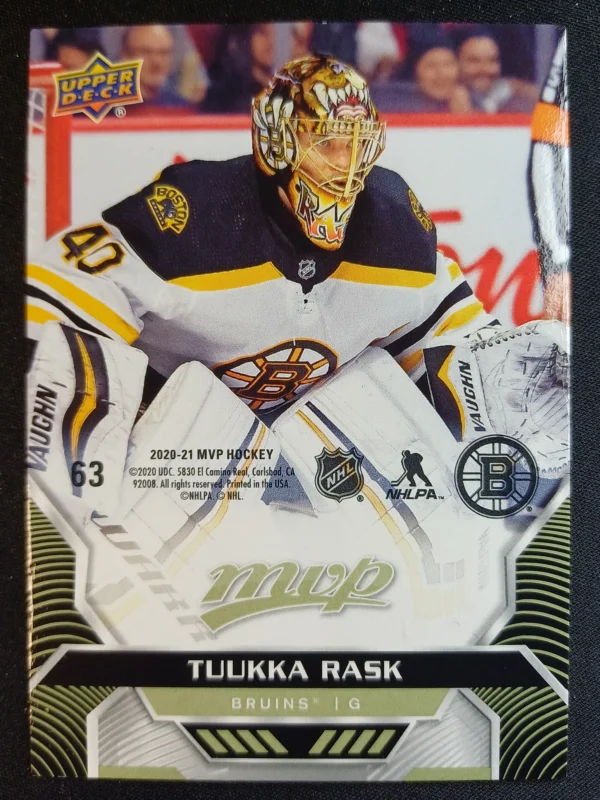 2020/2021 Upper Deck MVP Puzzle Back - Crosby 63 Tuukka Rask Inzert