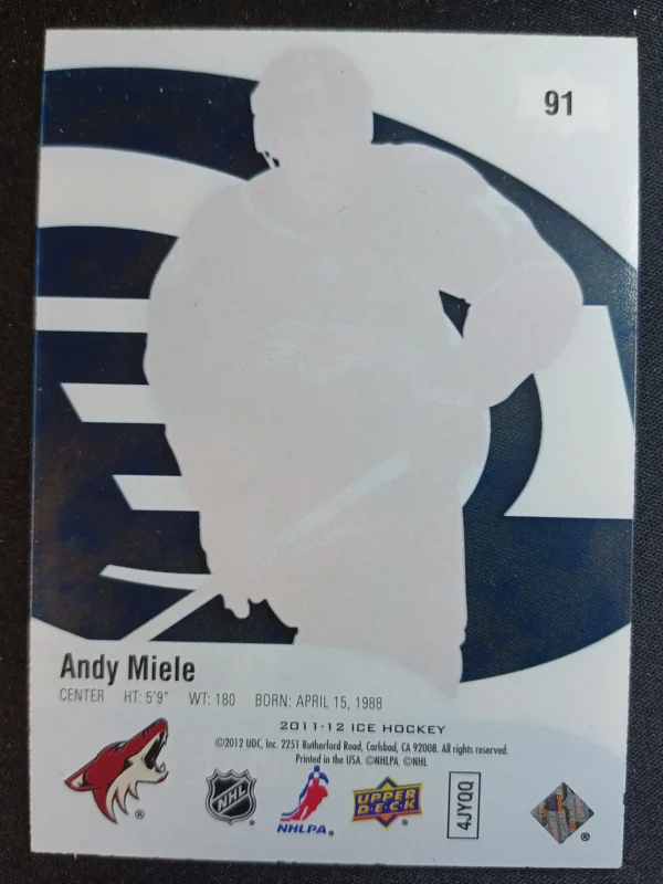 2011/2012 Upper Deck Ice Premieres 91 Andy Miele Inzert 284/499 - Image 2