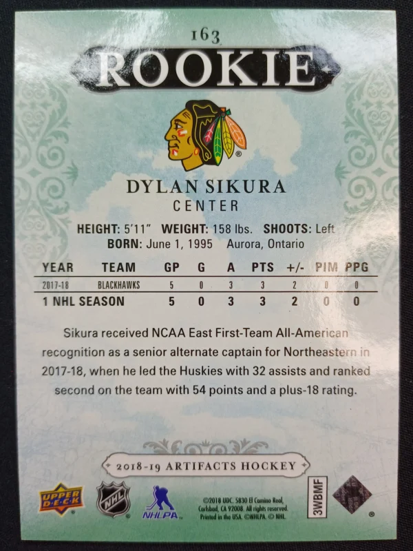 2018/2019 Upper Deck Artifacts Ruby Rookie 163 Dylan Sikura Paralel 320/399 - Image 2