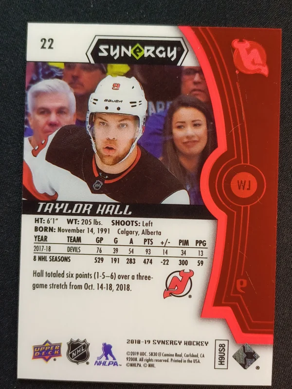 2018/2019 Upper Deck Synergy Red 22 Taylor Hall Paralel - Image 2