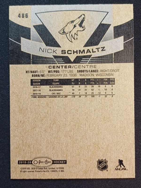 2019/2020 Upper Deck O-Pee-Chee Blue Border 486 Nick Schmaltz Paralel - Image 2