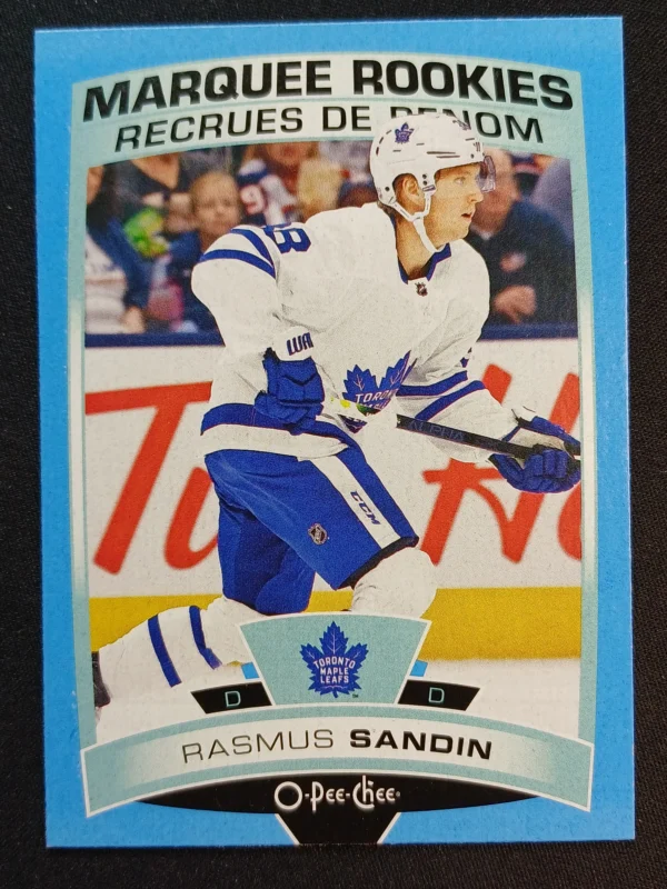 2019/2020 Upper Deck O-Pee-Chee Blue Border Marquee Rookie 643 Rasmus Sandin Paralel