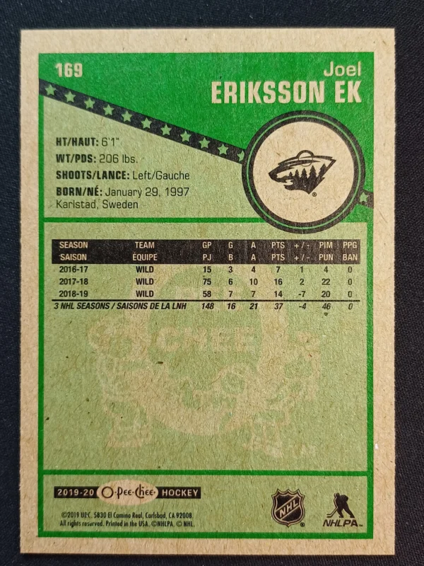 2019/2020 Upper Deck O-Pee-Chee Retro 469 Joel Eriksson Ek Paralel - Image 2