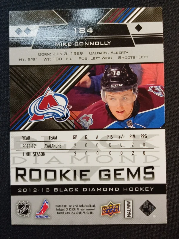 2012/2013 Upper Deck Black Diamond Triple Diamond Rookie Gems 184 Mike Connolly Paralel - Image 2