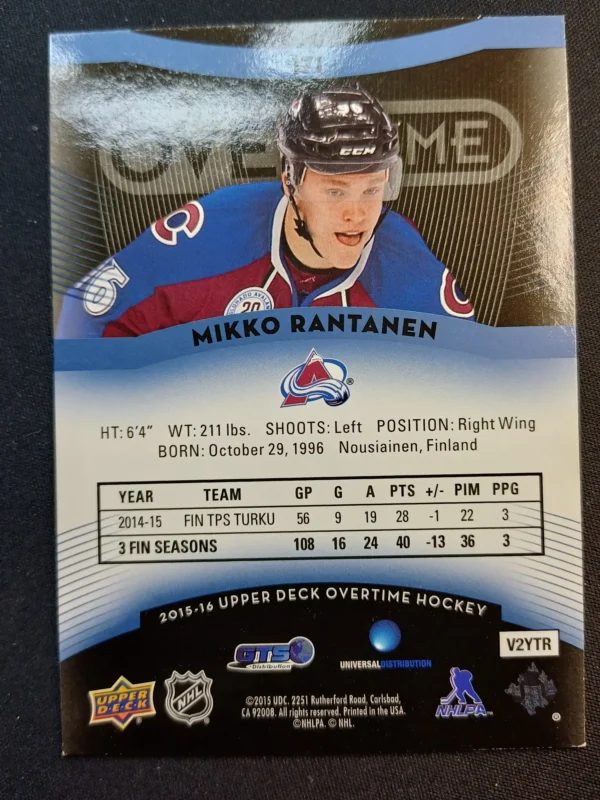 2015/2016 Upper Deck Overtime Overtime Rookies 171 Mikko Rantanen - Image 2