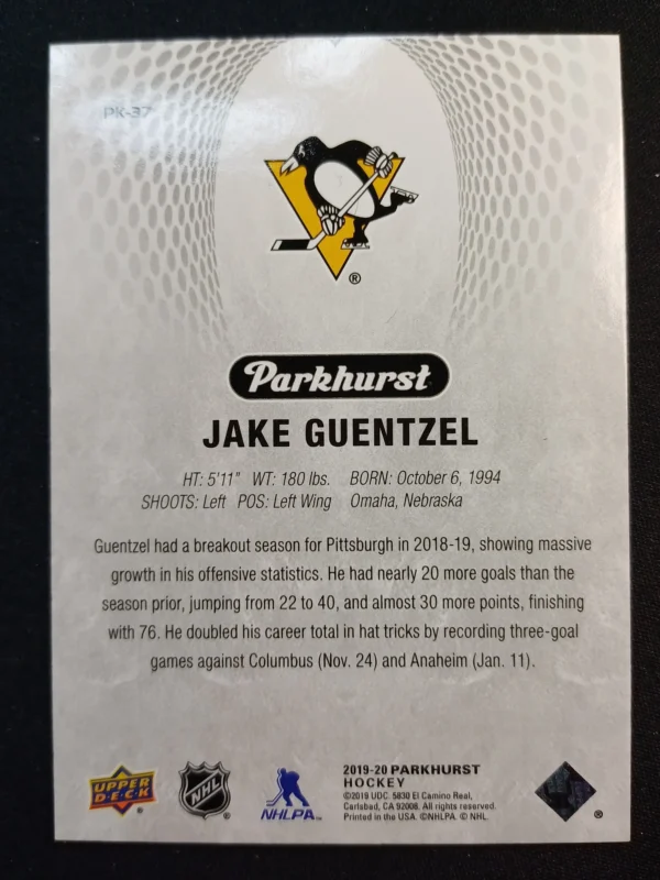 2019/2020 Upper Deck Parkhurst Parkies PK-37 Jake Guentzel Inzert - Image 2