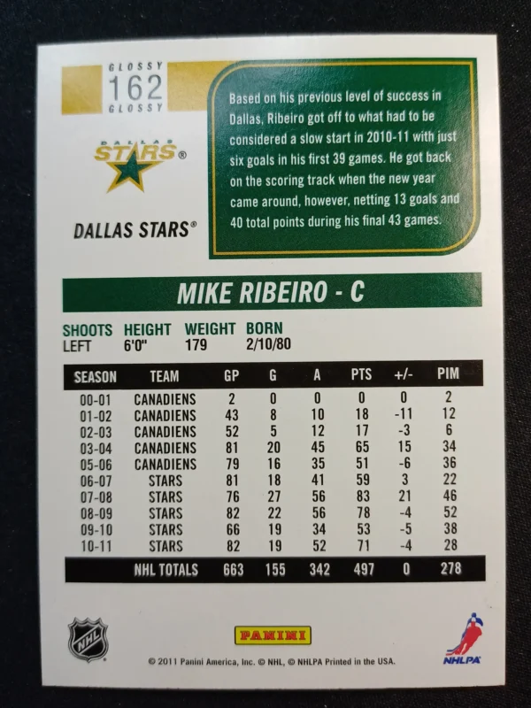 2011/2012 Panini Score Glossy 162 Mike Ribeiro Paralel - Image 2