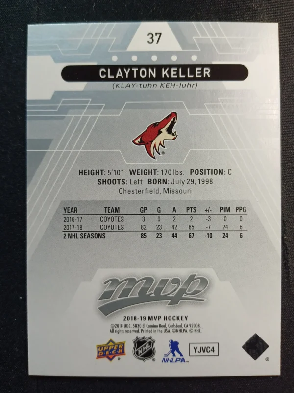 2018/2019 Upper Deck MVP Super Script 37 Clayton Keller Paralel 08/25 - Image 2