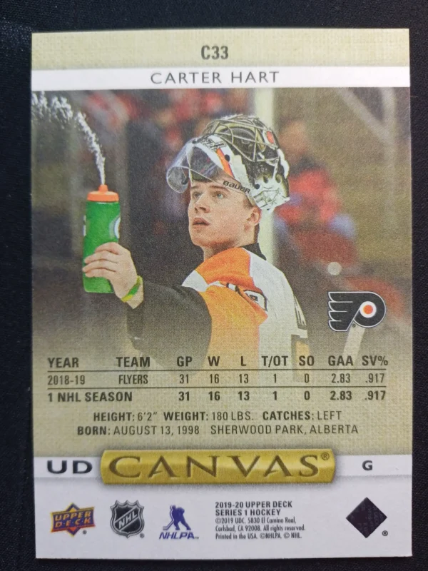 2019/2020 Upper Deck Series 1 Canvas C33 Carter Hart Inzert - Image 2