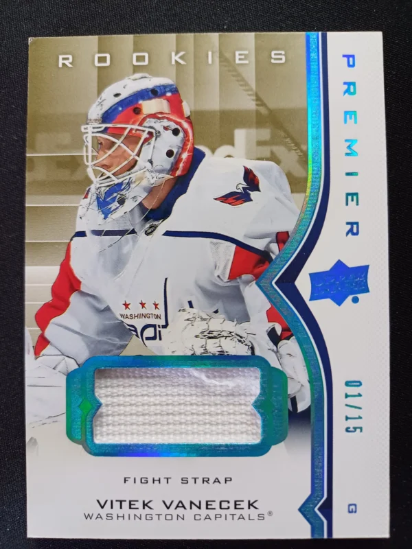 2020/2021 Upper Deck Premier Rookie Materials 63 Vitek Vanecek Fight Strap 01/15