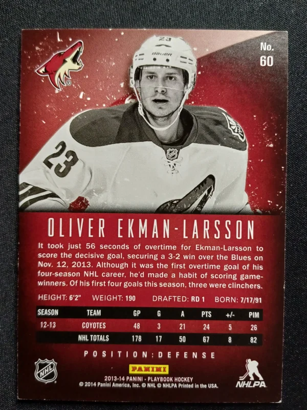 2013/2014 Panini Playbook Gold 60 Oliver Ekman-Larsson Paralel 02/25 - Image 2