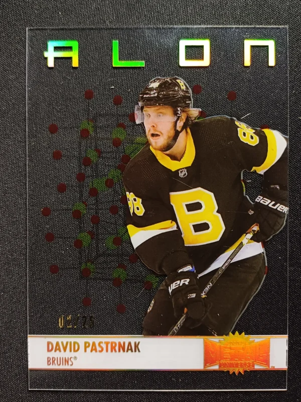 2020/2021 Upper Deck Skybox Metal Universe Alon Gold Spectrum A-21 David Pastrnak Inzert | Paralel 02/25