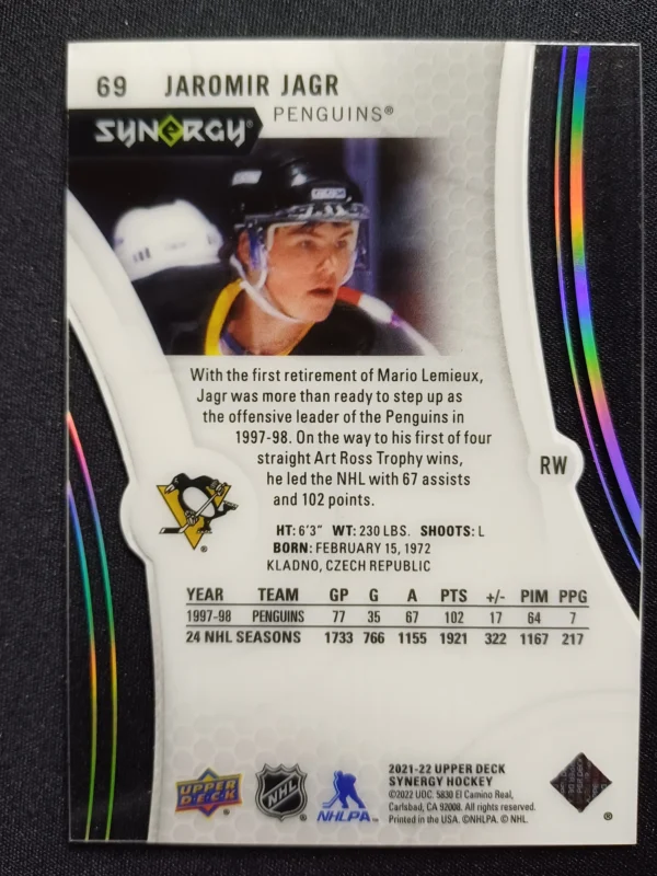 2021/2022 Upper Deck Synergy Base 69 Jaromir Jagr 12/12 - Image 2