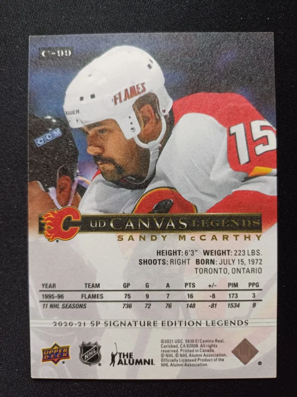 2020/2021 Upper Deck SP Signature Editions Legends Canvas Legends C-99 Sandy McCarthy Inzert - Image 2