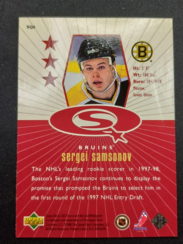 1998/1999 Upper Deck UD Choice Starquest Red SQ6 Sergei Samsonov Inzert | Paralel - Image 2