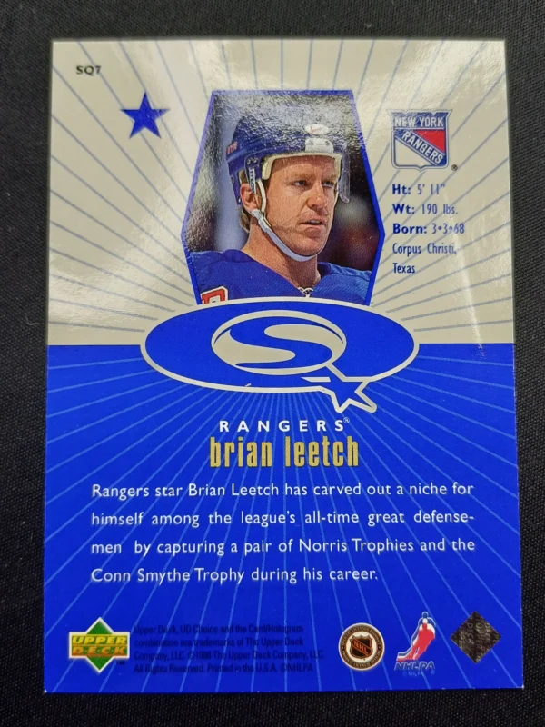 1998/1999 Upper Deck UD Choice Starquest Blue SQ7 Brian Leetch Inzert - Image 2