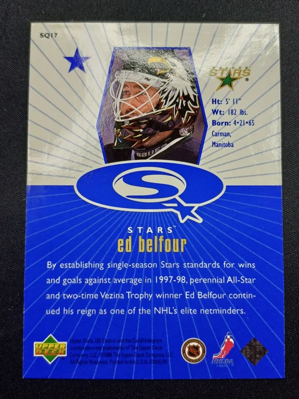 1998/1999 Upper Deck UD Choice Starquest Blue SQ17 Ed Belfour Inzert - Image 2