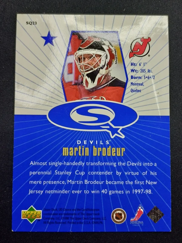 1998/1999 Upper Deck UD Choice Starquest Blue SQ23 Martin Brodeur Inzert - Image 2