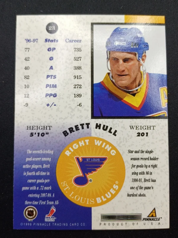 1997/1998 Pinnacle Mint Collection Bronze 23 Brett Hull Paralel - Image 2