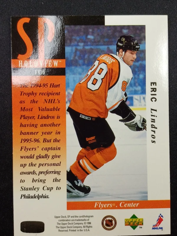 1995/1996 Upper Deck SP HoloView FX16 Eric Lindros Inzert - Image 2