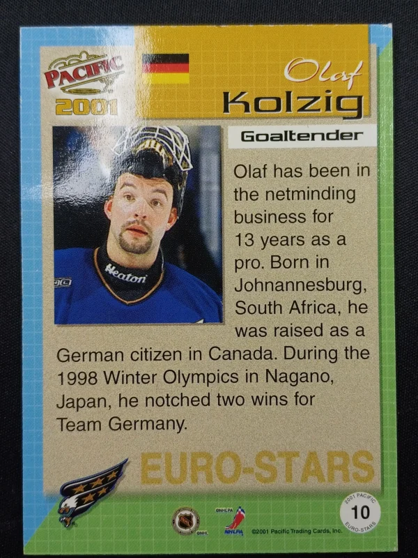 2000/2001 Pacific Pacific 2001 Euro-Stars 10 Olaf Kolzig Inzert - Image 2