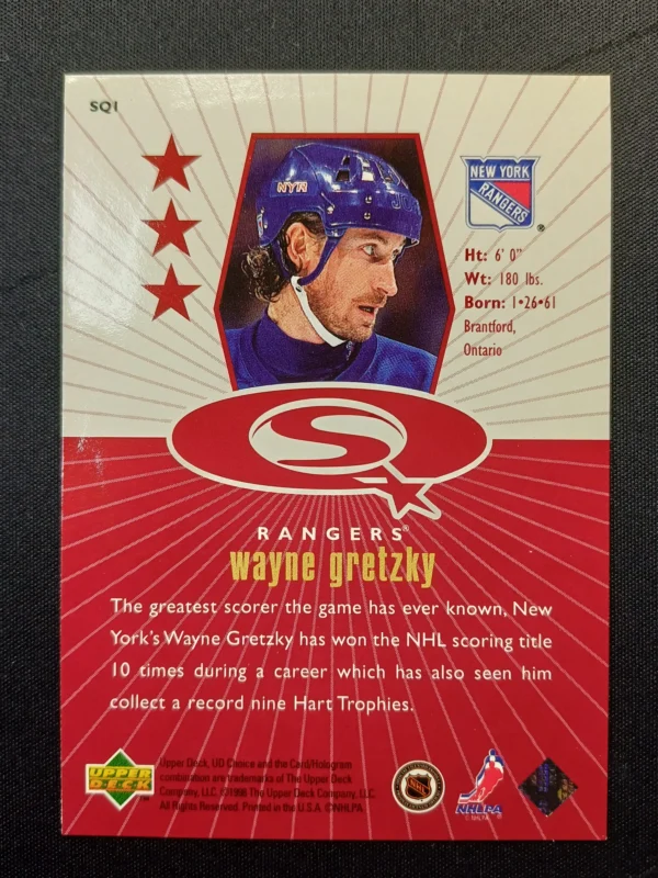 1998/1999 Upper Deck UD Choice Starquest Red SQ1 Wayne Gretzky Inzert | Paralel - Image 2