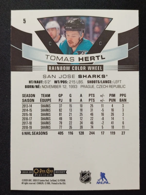 2019/2020 Upper Deck OPC Platinum Rainbow Color Wheel 5 Tomas Hertl Paralel - Image 2