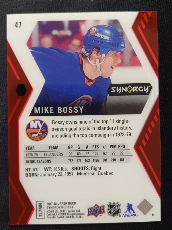 2017/2018 Upper Deck Synergy Red 47 Mike Bossy - Image 2