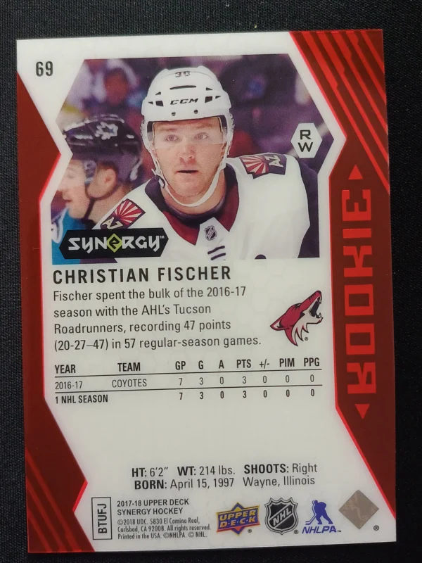 2017/2018 Upper Deck Synergy Red 69 Christian Fischer - Image 2