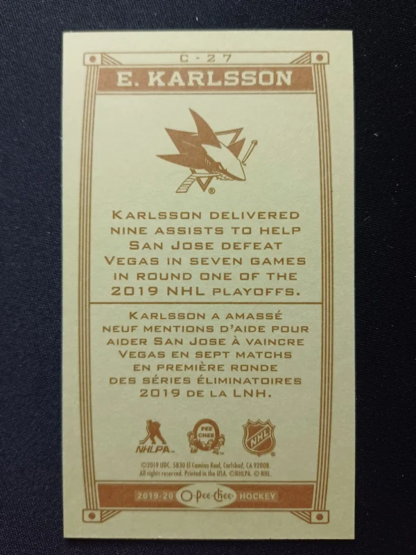 2019/2020 Upper Deck O-Pee-Chee Caramel Minis C-27 Erik Karlsson Inzert - Image 2