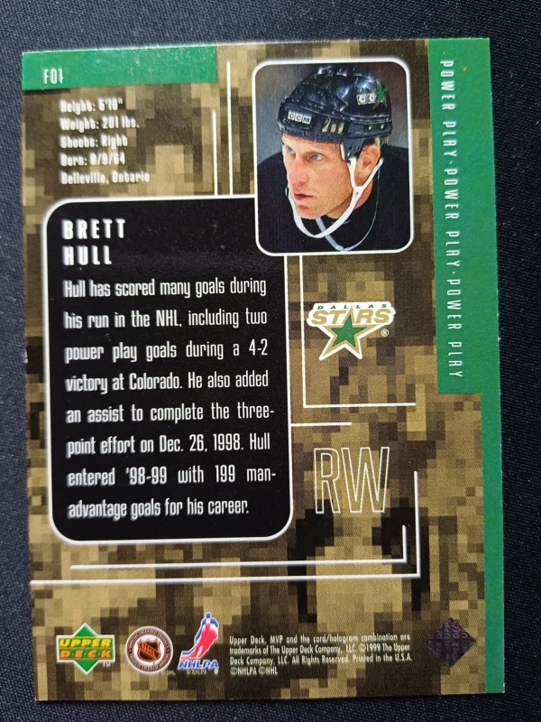 1998/1999 Upper Deck MVP Special Forces F01 Brett Hull Inzert - Image 2