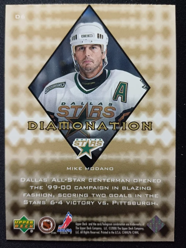 1999/2000 Upper Deck Black Diamond Diamonation D6 Mike Modano Inzert - Image 2