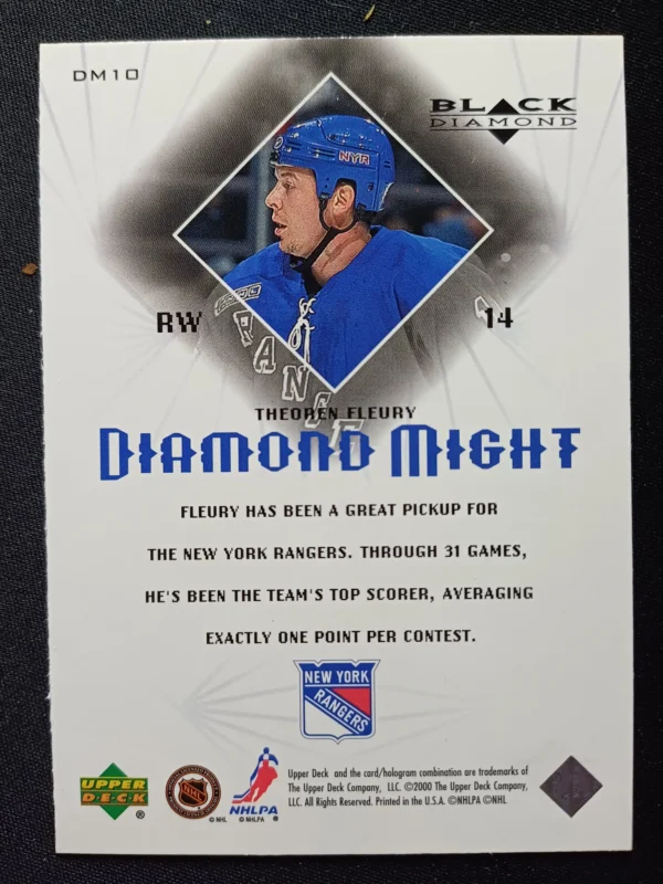 1999/2000 Upper Deck Black Diamond Diamond Might DM10 Theoren Fleury Inzert - Image 2