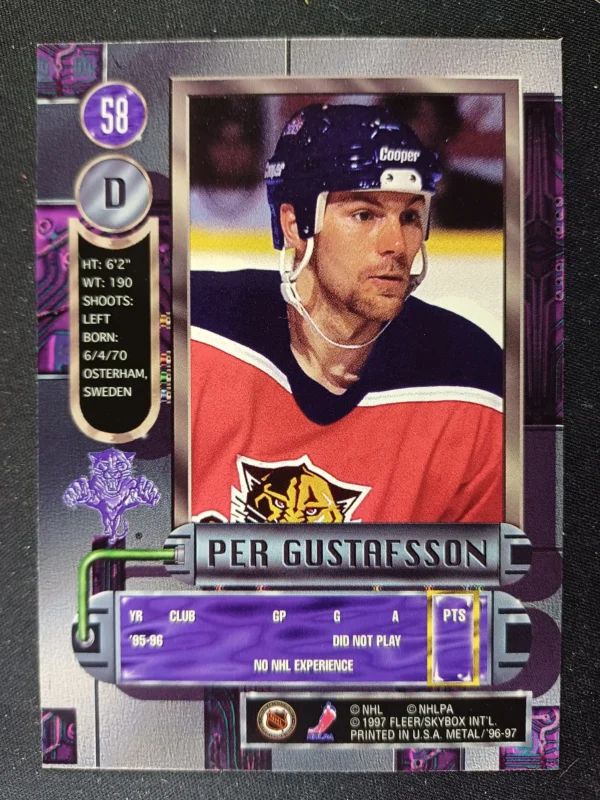 1996/1997 Fleer Metal Universe Base 58 Per Gustafsson - Image 2