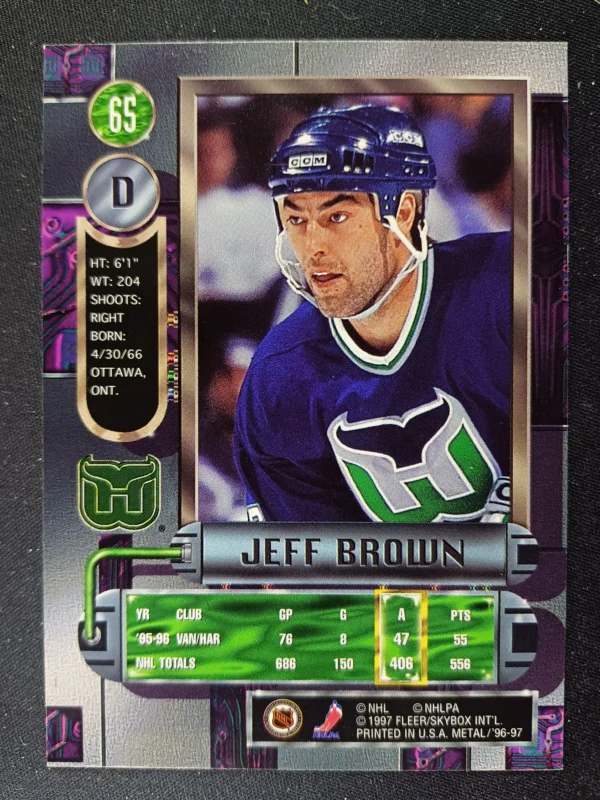 1996/1997 Fleer Metal Universe Base 65 Jeff Brown - Image 2