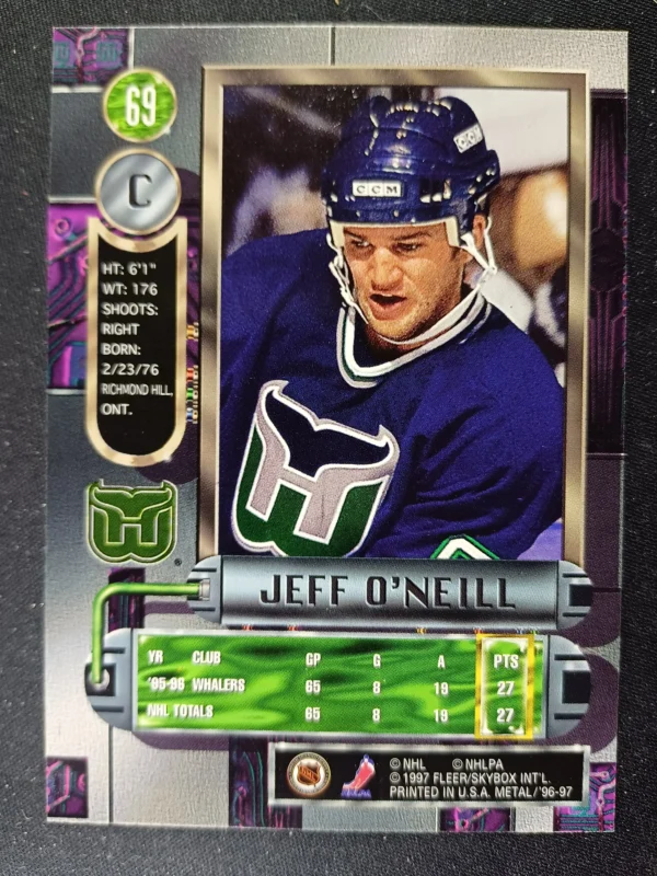 1996/1997 Fleer Metal Universe Base 69 Jeff O'Neill - Image 2