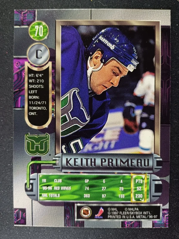 1996/1997 Fleer Metal Universe Base 70 Keith Primeau - Image 2