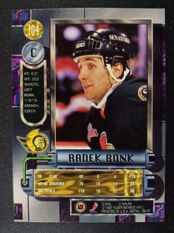 1996/1997 Fleer Metal Universe Base 104 Radek Bonk - Image 2