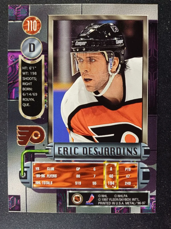 1996/1997 Fleer Metal Universe Base 110 Eric Desjardins - Image 2