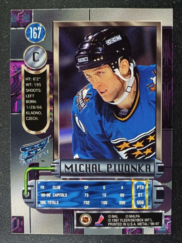 1996/1997 Fleer Metal Universe Base 167 Michal Pivonka - Image 2