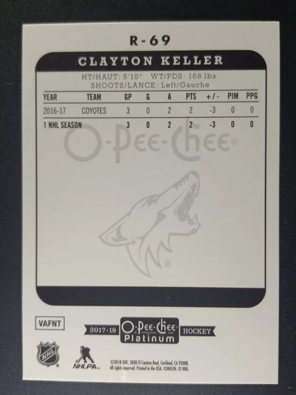 2017/2018 Upper Deck OPC Platinum Retro Marquee Rookie R-69 Clayton Keller Paralel - Image 2