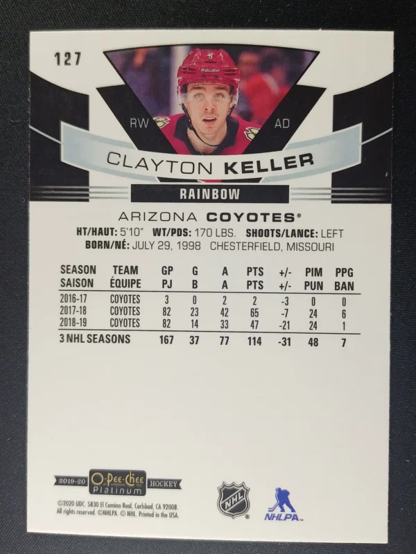 2019/2020 Upper Deck OPC Platinum Rainbow 127 Clayton Keller Paralel - Image 2