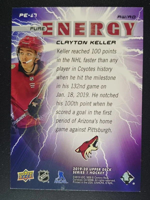 2019/2020 Upper Deck Series 1 Pure Energy PE-17 Clayton Keller Inzert - Image 2