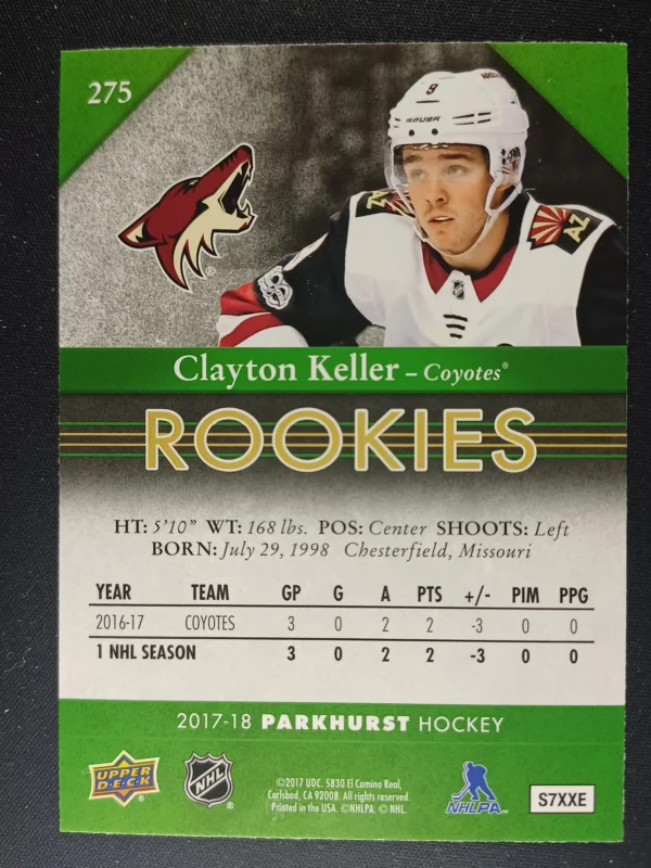 2017/2018 Upper Deck Parkhurst Base 275 Clayton Keller - Image 2