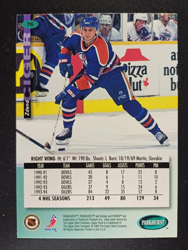 1994/1995 Parkhurst Series 1 Base 76 Zdeno Ciger - Image 2