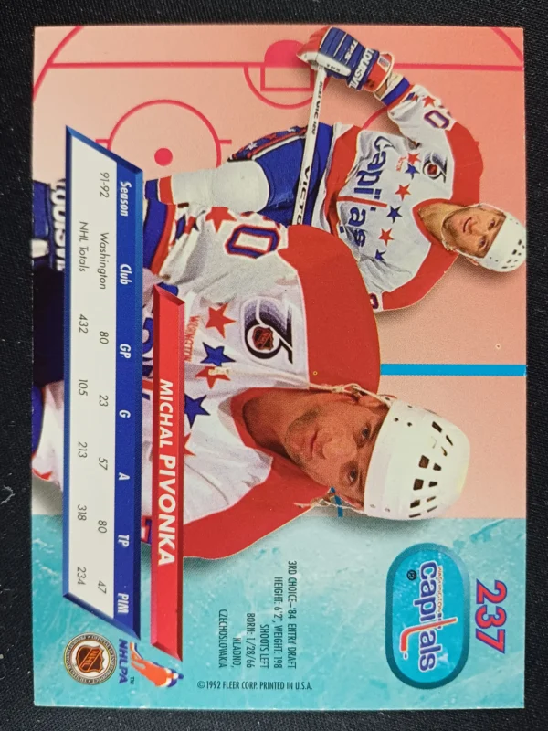 1992/1993 Fleer Ultra Base 237 Michal Pivonka - Image 2