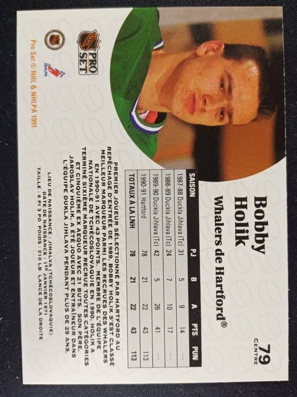 1991/1992 Pro Set French Base 79 Bobby Holik - Image 2