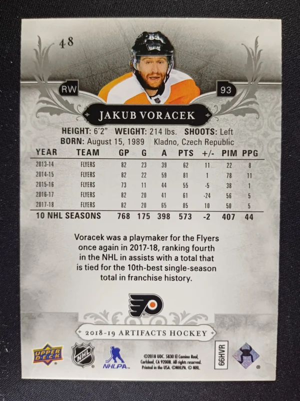 2018/2019 Upper Deck Artifacts Base 48 Jakub Voracek - Image 2