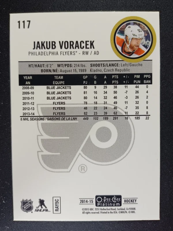 2014/2015 Upper Deck O-Pee-Chee Base 117 Jakub Voracek - Image 2