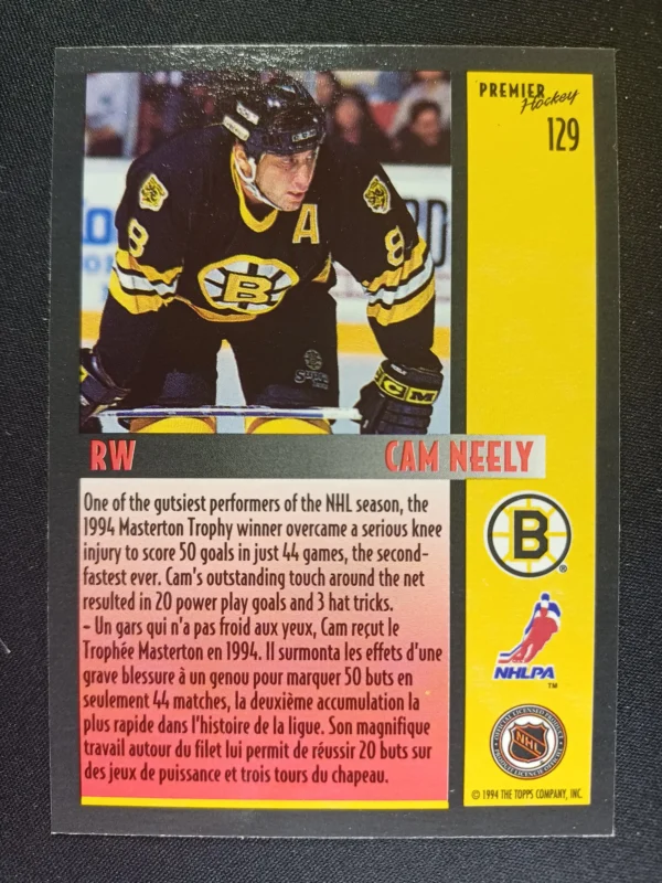 1994/1995 Topps OPC Premier Base 129 Cam Neely - Image 2